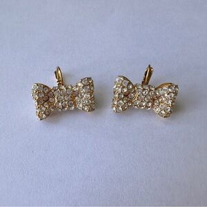 Kate Spade Sparkling Bow Earrings, Gold and Rhinestone Earrings